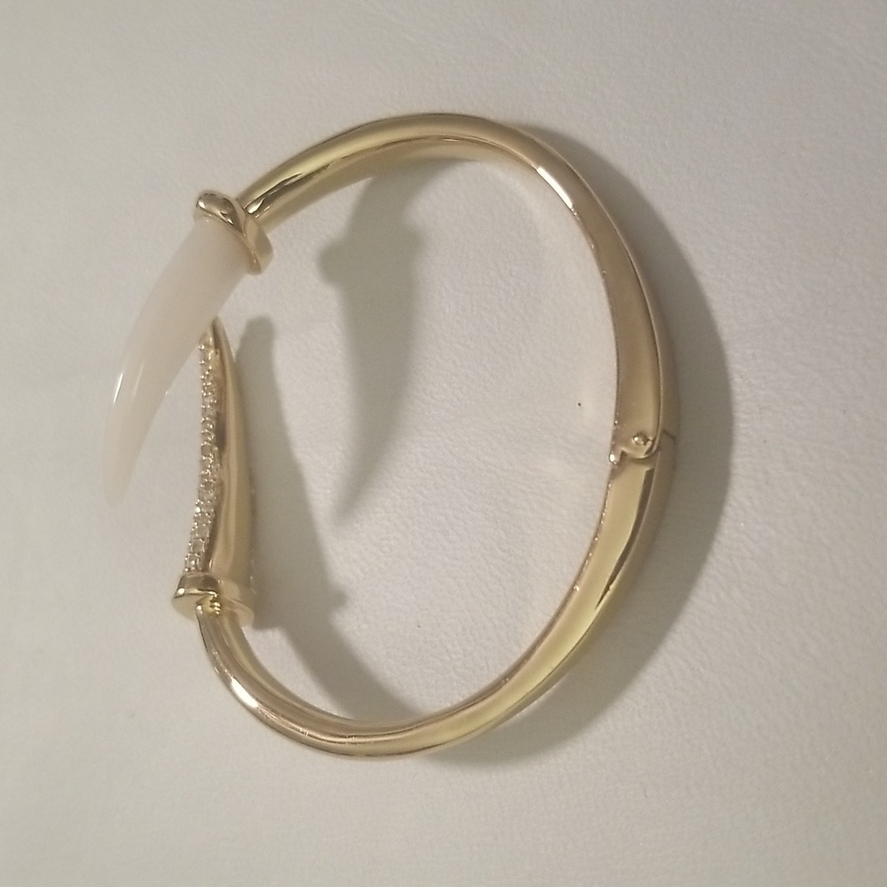Women's Rachel Zoe Goldtone Bracelet with Simulated Ivory & Rhinestones; O/S - Picture 7 of 8